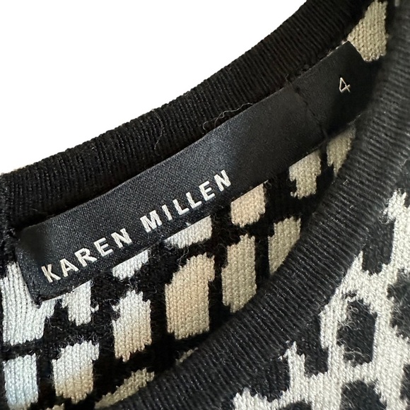 Karen Millen Fit & Flare Knit Sweater Dress Black & White Sz 4 - Picture 11 of 14
